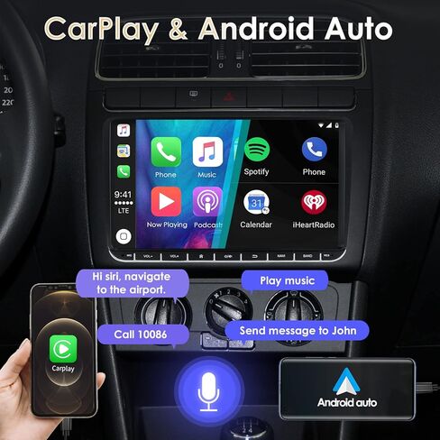 نظام ملاحة ستيريو للسيارة بنظام اندرويد 10 مقاس 9 انش مناسب لسيارة فولكس فاجن جولف بولو باسات تيجوان جيتا يدعم ابل كاربلاي اندرويد اوتو بلوتوث 1080P واي فاي RDS DSP AM FM in Kuwait