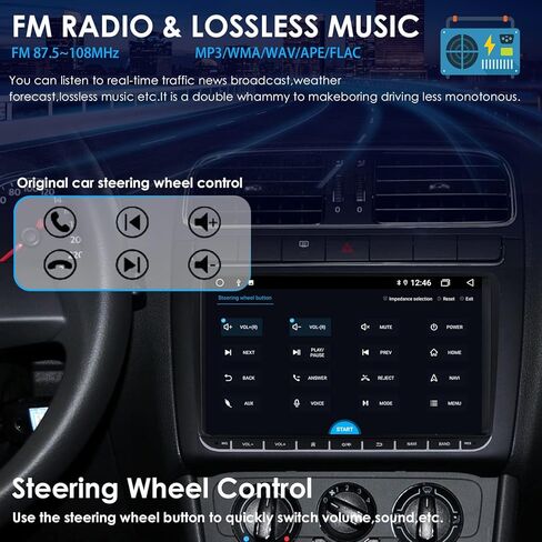 نظام ملاحة ستيريو للسيارة بنظام اندرويد 10 مقاس 9 انش مناسب لسيارة فولكس فاجن جولف بولو باسات تيجوان جيتا يدعم ابل كاربلاي اندرويد اوتو بلوتوث 1080P واي فاي RDS DSP AM FM in Kuwait