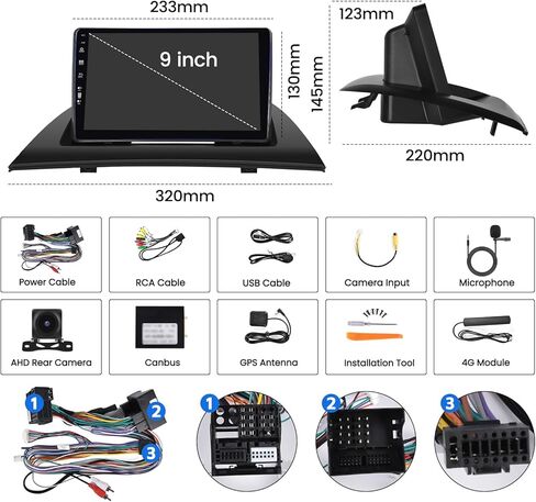 【8 Core Android 13】 ستيريو سيارة لسيارة BMW X3 [E83] 2006-2010 لاسلكي Apple CarPlay Android Auto، راديو سيارة بشاشة لمس 9 بوصة مع نظام ملاحة GPS بلوتوث 5.0 DSP 4G WiFi FM AM سبليت الشاشة in Kuwait