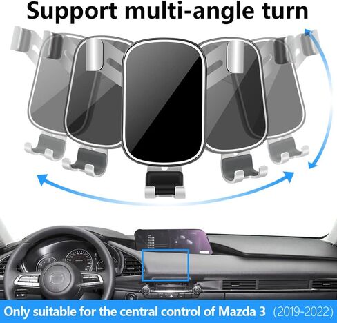 حامل هاتف السيارة Musttrue LUNQIN لعام 2019-2024 Mazda 3 [الهواتف الكبيرة مع حافظة صديقة] ملحقات السيارات ودعامة التنقل والديكور الداخلي للهاتف المحمول ومرآة الهاتف in Kuwait