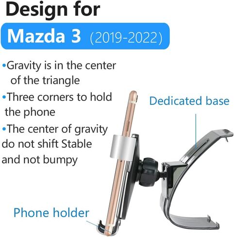 حامل هاتف السيارة Musttrue LUNQIN لعام 2019-2024 Mazda 3 [الهواتف الكبيرة مع حافظة صديقة] ملحقات السيارات ودعامة التنقل والديكور الداخلي للهاتف المحمول ومرآة الهاتف in Kuwait