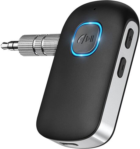 محول BCADON AUX Bluetooth 5.0 للسيارة - [إلغاء الضوضاء] 3.5 ملم مستقبلات الوسائط الرقمية ستيريو للسيارة/مكبرات الصوت/سماعات الرأس السلكية/ستيريو منزلي مع عمر بطارية 12 ساعة in Kuwait