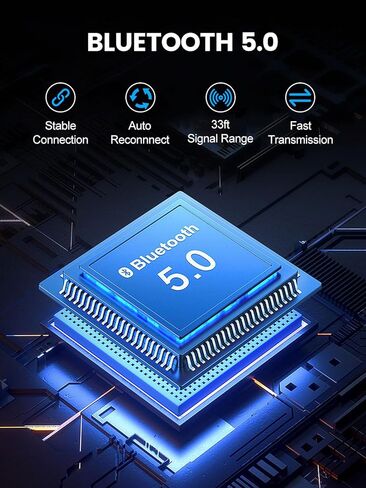 محول BCADON AUX Bluetooth 5.0 للسيارة - [إلغاء الضوضاء] 3.5 ملم مستقبلات الوسائط الرقمية ستيريو للسيارة/مكبرات الصوت/سماعات الرأس السلكية/ستيريو منزلي مع عمر بطارية 12 ساعة in Kuwait