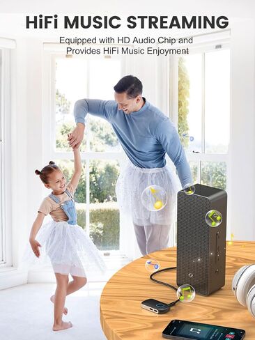 محول BCADON AUX Bluetooth 5.0 للسيارة - [إلغاء الضوضاء] 3.5 ملم مستقبلات الوسائط الرقمية ستيريو للسيارة/مكبرات الصوت/سماعات الرأس السلكية/ستيريو منزلي مع عمر بطارية 12 ساعة in Kuwait