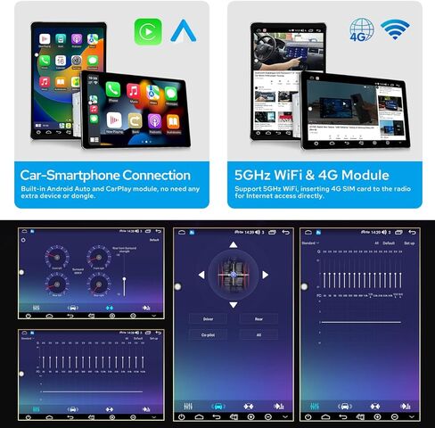 JOYING جديد 10.1 بوصة ستيريو سيارة أندرويد شاشة قابلة للتدوير التلقائي 1280x800P شاشة لمس عالمية مزدوجة الدين راديو السيارة أندرويد 10.0 نظام دعم Bluetooth5.1/5G WIFI/4G بطاقة SIM in Kuwait