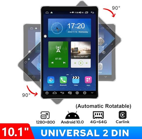 JOYING جديد 10.1 بوصة ستيريو سيارة أندرويد شاشة قابلة للتدوير التلقائي 1280x800P شاشة لمس عالمية مزدوجة الدين راديو السيارة أندرويد 10.0 نظام دعم Bluetooth5.1/5G WIFI/4G بطاقة SIM in Kuwait