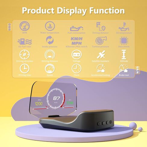 AWOLIMEI Car Heads Up Display C2, Obd2 Gauge Display with Speed, Water Temperature, Voltage, Fuel Consumption, Overspeed Alarm, Suitable for All Cars (C2) in Saudi Arabia