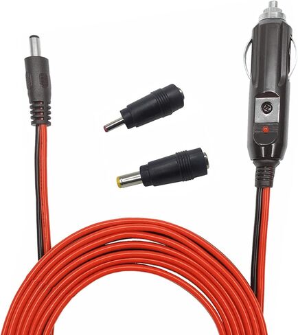 شاحن سيارة 10 قدم تيار مستمر 5.5x2.1 ملم محول سيارة عالمي 12 فولت مع 2 محولات in Kuwait