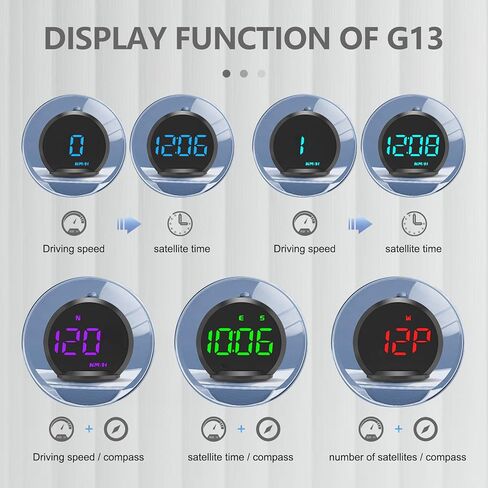عداد السرعة الرقمي AZIJYV G13، HUD الجديد، عداد السرعة KMH Mph GPS مع إنذار السرعة الزائدة، إنذار القيادة التعب، توصيل وتشغيل USB، شاشة عرض رأس عالمية مناسبة لجميع السيارات in Kuwait