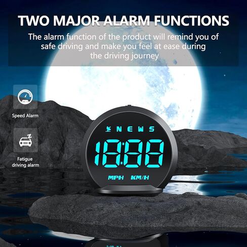 عداد السرعة الرقمي AZIJYV G13، HUD الجديد، عداد السرعة KMH Mph GPS مع إنذار السرعة الزائدة، إنذار القيادة التعب، توصيل وتشغيل USB، شاشة عرض رأس عالمية مناسبة لجميع السيارات in Kuwait