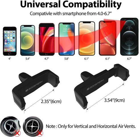 GOOSPERY [عبوة من قطعتين] حامل هاتف عالمي للسيارة مع مشبك تهوية هوائي وحامل حر اليدين للسيارات المتوافقة مع هواتف iPhone وGalaxy وHuawei وXiaomi وGoogle وOnePlus ومعظم الهواتف الذكية in Kuwait