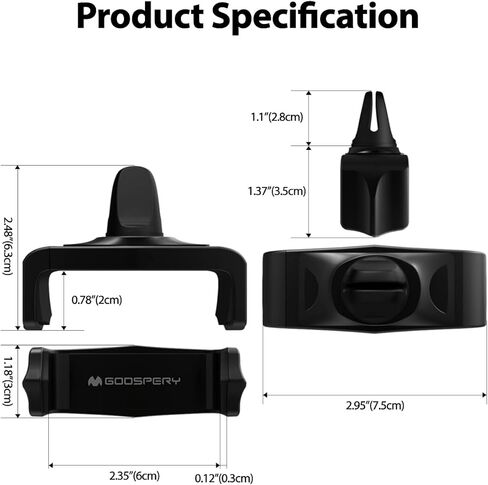 GOOSPERY [عبوة من قطعتين] حامل هاتف عالمي للسيارة مع مشبك تهوية هوائي وحامل حر اليدين للسيارات المتوافقة مع هواتف iPhone وGalaxy وHuawei وXiaomi وGoogle وOnePlus ومعظم الهواتف الذكية in Kuwait