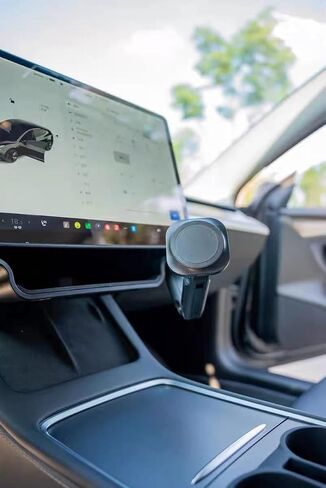 MEHIDFY Magnetic Wireless Car Charger Mount for Tesla Model 3/Y, 15W Fast Charging Magnetic Phone Holder, Strong Magnetic Phone Holder, Compatible with MagSafe Case and iPhone 12/13/14 (2 Arms) in Saudi Arabia