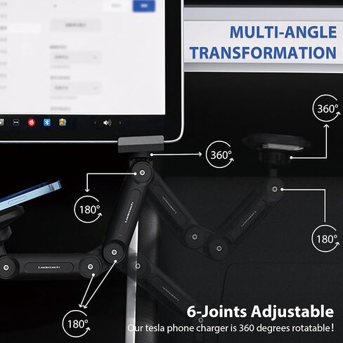 حامل شاحن سيارة لاسلكي مغناطيسي من MEHIDFY لطراز Tesla 3/Y، حامل هاتف مغناطيسي للشحن السريع 15 وات، حامل هاتف مغناطيسي قوي، متوافق مع حافظة MagSafe وiPhone 12/13/14 (ذراعين) in Kuwait
