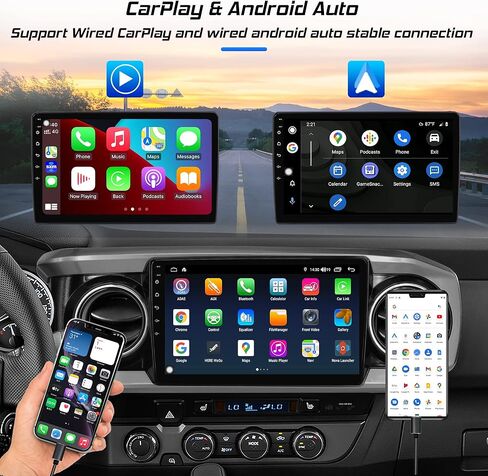 ستيريو سيارة اندرويد 10 لتويوتا تاكوما 2016 2017 2018 2019 2020 2021 2022، راديو بديل بنظام تحديد المواقع والملاحة بشاشة لمس 10 انش يدعم واي فاي كاربلاي بلوتوث in Kuwait