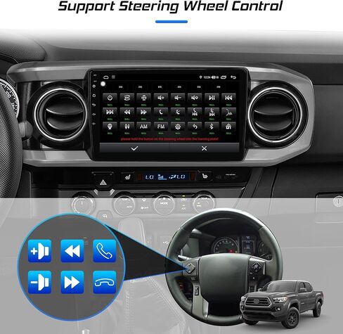 ستيريو سيارة اندرويد 10 لتويوتا تاكوما 2016 2017 2018 2019 2020 2021 2022، راديو بديل بنظام تحديد المواقع والملاحة بشاشة لمس 10 انش يدعم واي فاي كاربلاي بلوتوث in Kuwait