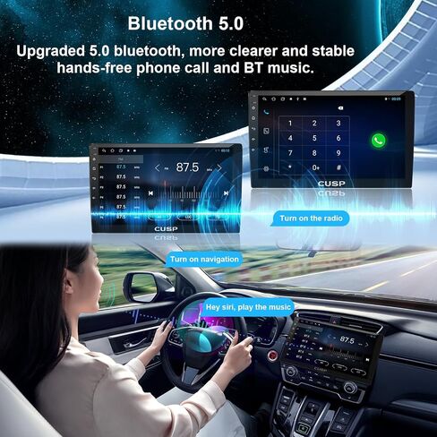 CUSP 10.1 Inch Android Car Stereo Radio Universal Double Din Wireless Apple Carplay & Android Auto in-Dash Kit GPS Bluetooth Multimedia Player Head Unit (10.1 Inch 4G+64G+Car Play & Android Auto) in Kuwait