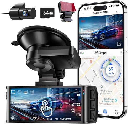 كاميرا أمامية وخلفية REDTIGER F7N Touch 4K أمامية وخلفية مع حامل 3M in Kuwait