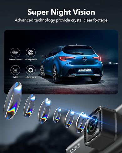 كاميرا أمامية وخلفية REDTIGER F7N Touch 4K أمامية وخلفية مع حامل 3M in Kuwait