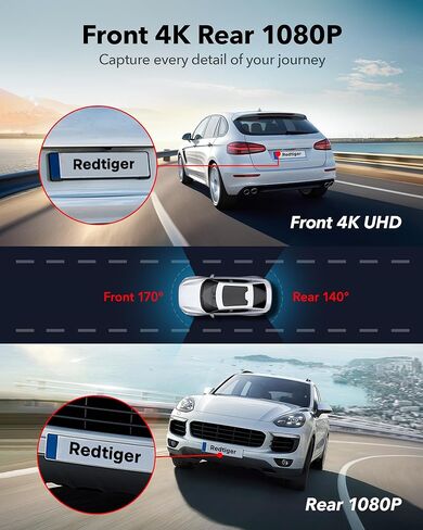 كاميرا أمامية وخلفية REDTIGER F7N Touch 4K أمامية وخلفية مع حامل 3M in Kuwait