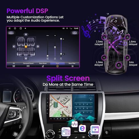 راديو ستيريو سيارة لسيارة تويوتا كامري 2015 2016 2017، وحدة راس اندرويد 11 شاشة لمس مدمجة في ابل كاربلاي اندرويد اوتو DSP IPS بلوتوث نظام تحديد المواقع والملاحة 2G RAM 32G روم in Kuwait