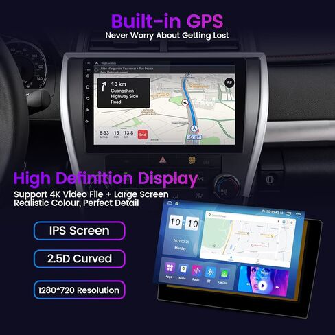 راديو ستيريو سيارة لسيارة تويوتا كامري 2015 2016 2017، وحدة راس اندرويد 11 شاشة لمس مدمجة في ابل كاربلاي اندرويد اوتو DSP IPS بلوتوث نظام تحديد المواقع والملاحة 2G RAM 32G روم in Kuwait