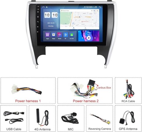 راديو ستيريو سيارة لسيارة تويوتا كامري 2015 2016 2017، وحدة راس اندرويد 11 شاشة لمس مدمجة في ابل كاربلاي اندرويد اوتو DSP IPS بلوتوث نظام تحديد المواقع والملاحة 2G RAM 32G روم in Kuwait