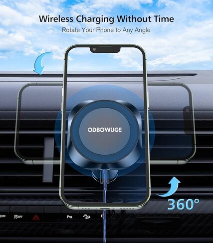 حامل شاحن سيارة لاسلكي، شاحن حامل سيارة Magsafe متوافق مع iPhone 14 13/13 Pro/Max/12/12 Pro/ 12 Pro Max/ 12 Mini، شاحن iPhone 15 واط شحن سريع in Kuwait