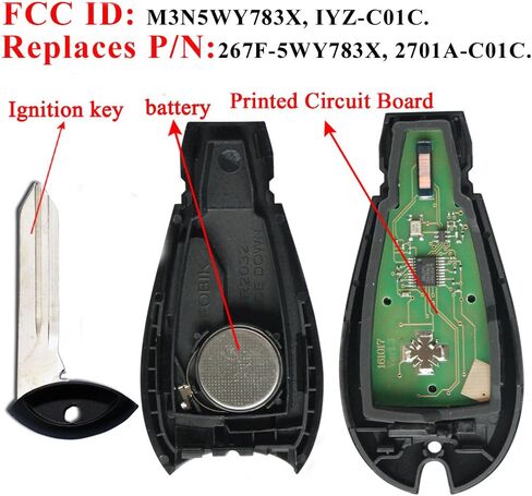 مفتاح فوب متوافق مع 2008-2010 كرايسلير 300 2008-2014 دودج تشالنجر 2008-2013 دودج تشارجر 2008-2013، مفتاح تحكم عن بعد للدخول بدون مفتاح بيست ريموتس 4 ازرار بديل لـ M3N5WY783X IYZ-C01C in Kuwait
