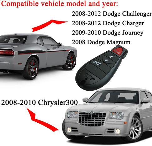 مفتاح فوب متوافق مع 2008-2010 كرايسلير 300 2008-2014 دودج تشالنجر 2008-2013 دودج تشارجر 2008-2013، مفتاح تحكم عن بعد للدخول بدون مفتاح بيست ريموتس 4 ازرار بديل لـ M3N5WY783X IYZ-C01C in Kuwait