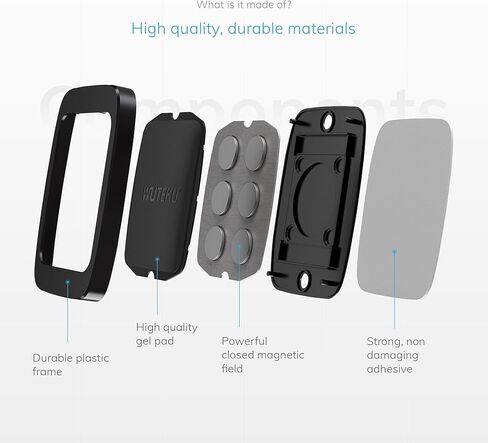 مجموعة حامل الهاتف الخلوي المغناطيسي المسطح من WUTEKU للسيارة - تعمل على جميع المركبات والهواتف والأجهزة اللوحية - متوافقة مع iPhone XR XS X 8 7 Plus وGalaxy S10 S9 S8 من Pro Driver in Kuwait