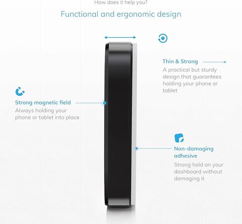 مجموعة حامل الهاتف الخلوي المغناطيسي المسطح من WUTEKU للسيارة - تعمل على جميع المركبات والهواتف والأجهزة اللوحية - متوافقة مع iPhone XR XS X 8 7 Plus وGalaxy S10 S9 S8 من Pro Driver in Kuwait