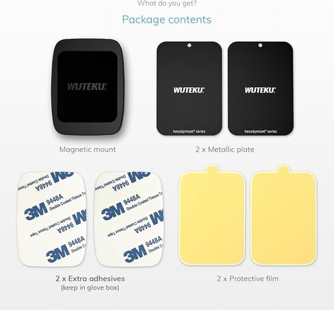 مجموعة حامل الهاتف الخلوي المغناطيسي المسطح من WUTEKU للسيارة - تعمل على جميع المركبات والهواتف والأجهزة اللوحية - متوافقة مع iPhone XR XS X 8 7 Plus وGalaxy S10 S9 S8 من Pro Driver in Kuwait