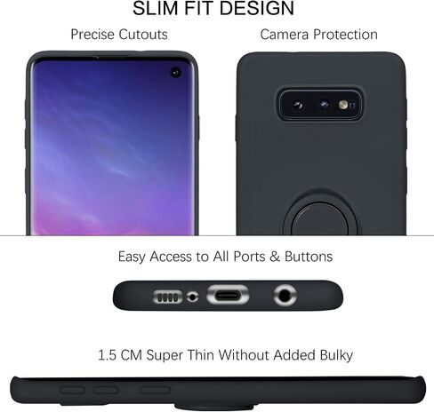 BENTOBEN for Samsung Galaxy S10e Case, Slim Silicone Soft Rubber with 360掳 Ring Holder Kickstand Car Mount Supported Shockproof Protective Cases Cover for Samsung Galaxy S10e 5.8", Antique White in Kuwait