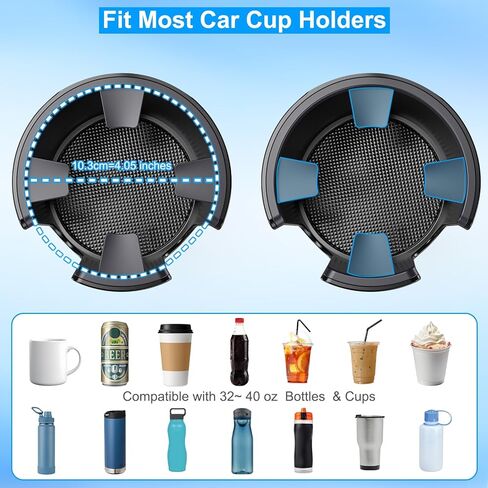 حامل اكواب للسيارة مع حامل جوال 2 في 1 قابل للتعديل مع ذراع ميكانيكي دوار 360 درجة يناسب جميع الهواتف الذكية، محول حامل اكواب عالمي يحمل ما يصل الى 17-40 اونصة in Kuwait