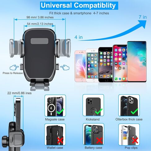 حامل اكواب للسيارة مع حامل جوال 2 في 1 قابل للتعديل مع ذراع ميكانيكي دوار 360 درجة يناسب جميع الهواتف الذكية، محول حامل اكواب عالمي يحمل ما يصل الى 17-40 اونصة in Kuwait