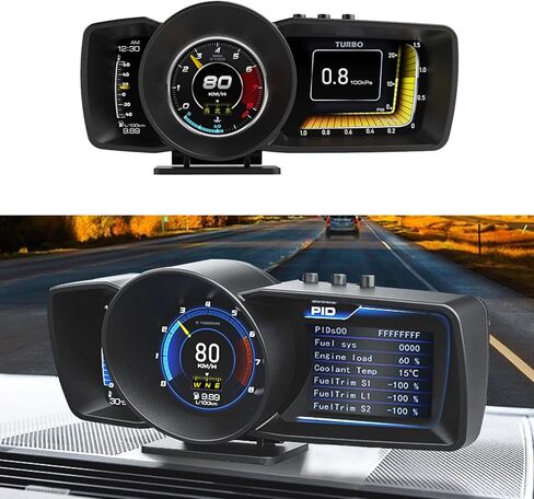 obd2 سيارة hud سيارة رئيس يصل العرض مقياس متعدد الوظائف مع obd2 + gps نظام مزدوج الرقمية LCD gps رؤساء يصل عرض لوحة القيادة الكمبيوتر الذكية عداد السرعة لجميع المركبات السيارات شاحنة in Kuwait
