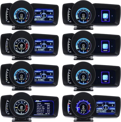 obd2 سيارة hud سيارة رئيس يصل العرض مقياس متعدد الوظائف مع obd2 + gps نظام مزدوج الرقمية LCD gps رؤساء يصل عرض لوحة القيادة الكمبيوتر الذكية عداد السرعة لجميع المركبات السيارات شاحنة in Kuwait