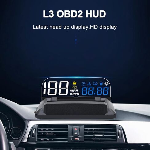 KAOLALI Car HUD Head Up Display, Car HUD Display for Digital OBD+GPS Dual System Smart Gauge Display MPH RPM Over Speeding Alarm for Most Cars after 2012 in Saudi Arabia