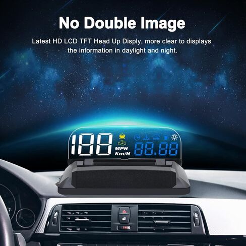 KAOLALI Car HUD Head Up Display, Car HUD Display for Digital OBD+GPS Dual System Smart Gauge Display MPH RPM Over Speeding Alarm for Most Cars after 2012 in Saudi Arabia