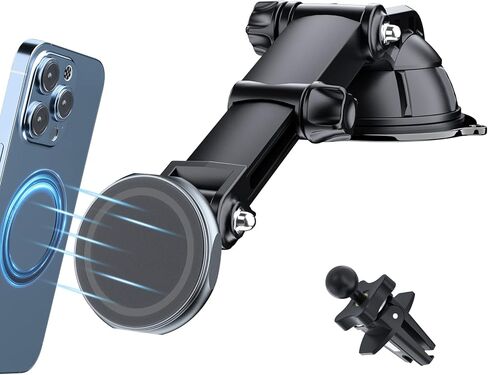 PLDHPRO Magnetic Phone Holder Car for MagSafe Car Mount iPhone 14 13 12 Pro Max Plus Mini, Dash Dashboard Air Vent Adjustable Telescopic Arm car Accessories Fits MagSafe Case All Phones Tablets in Kuwait