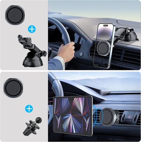 PLDHPRO Magnetic Phone Holder Car for MagSafe Car Mount iPhone 14 13 12 Pro Max Plus Mini, Dash Dashboard Air Vent Adjustable Telescopic Arm car Accessories Fits MagSafe Case All Phones Tablets in Kuwait