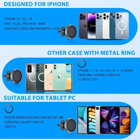 PLDHPRO Magnetic Phone Holder Car for MagSafe Car Mount iPhone 14 13 12 Pro Max Plus Mini, Dash Dashboard Air Vent Adjustable Telescopic Arm car Accessories Fits MagSafe Case All Phones Tablets in Kuwait