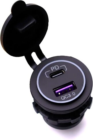 MOTONG Waterproof 12V QC3.0 Power Outlet Charger, QC3.0 USB A & PD Type C Car Socket Power Charger Power Socket Port for Car Marine Boat RV Truck in Saudi Arabia