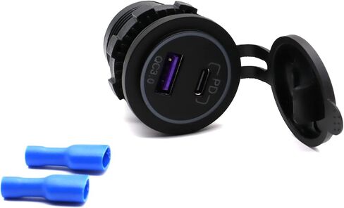 MOTONG Waterproof 12V QC3.0 Power Outlet Charger, QC3.0 USB A & PD Type C Car Socket Power Charger Power Socket Port for Car Marine Boat RV Truck in Saudi Arabia