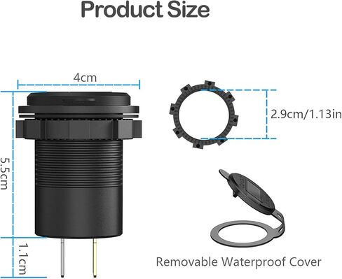 MOTONG Waterproof 12V QC3.0 Power Outlet Charger, QC3.0 USB A & PD Type C Car Socket Power Charger Power Socket Port for Car Marine Boat RV Truck in Saudi Arabia