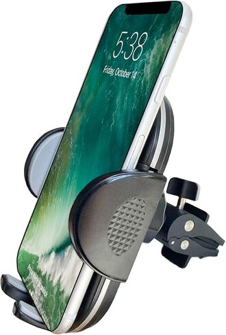 حامل هاتف Fugetek، حامل بفتحة تهوية للهواء، حامل قابل للتعديل، إطلاق سريع، ألواح مشبك معدنية متينة، دوران 360 درجة، متوافق مع هواتف iPhone وAndroid (أسود/رمادي) in Kuwait