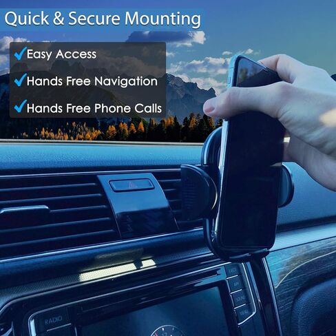 حامل هاتف Fugetek، حامل بفتحة تهوية للهواء، حامل قابل للتعديل، إطلاق سريع، ألواح مشبك معدنية متينة، دوران 360 درجة، متوافق مع هواتف iPhone وAndroid (أسود/رمادي) in Kuwait