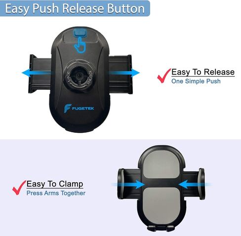 حامل هاتف Fugetek، حامل بفتحة تهوية للهواء، حامل قابل للتعديل، إطلاق سريع، ألواح مشبك معدنية متينة، دوران 360 درجة، متوافق مع هواتف iPhone وAndroid (أسود/رمادي) in Kuwait