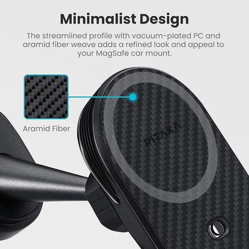 PITAKA حامل مغناطيسي للسيارة لسلسلة iPhone 15/14/13، شاحن مغناطيسي للسيارة مع ميزة NFC، دوران 360 درجة [MagEZ Car Mount Pro 2 - لطراز Tesla 3/Y] in Kuwait